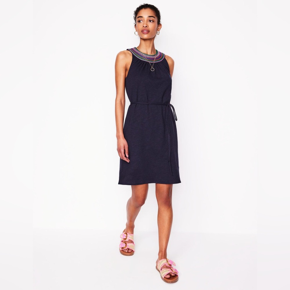 Boden Eleni Embroidered Short Dress Navy Women’s Size 4 Regular - Picture 13 of 13